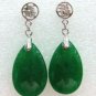 lady's green./ light green jade red agate tear drop bless happiness earrings