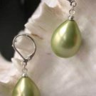 Stunning 11-15mm green red gray lavender sea shell pearl bead hoop earrings