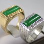 6 colors! noblest unsex green jade bead CZ 18KGP ring US size 8,9,10 exit