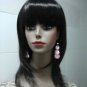 Lady's stunning long black red brown Straight SYNTHETIC FIBER Hair wig #E-822