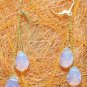 Beautiful lady's faced white moonstone/blue crystal beads earrings free shipping