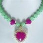12 colors! fine 10mm purple/red/blue/green jade necklace+heart love jade pendant