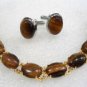 2 color!fine green jade/tiger eye stone bracelet & Cufflink set