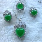 4 color!green/red jade/black agate/turquoise heart pendant earring ring #7,8,9