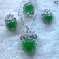 4 color!green/red jade/black agate/turquoise heart pendant earring ring #7,8,9