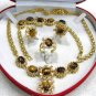 4 color! red/green jade/blue zircon/tiger eye stone necklace bracelet ring earrs