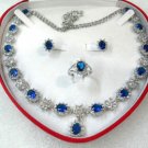 3 color! fine blue/red/purple zircon bead necklace earring ring #7,8,9 no box