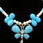 7 colors! fancy white pearl /black agate & turquoise necklace +butterfly pendant