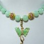 4 colors! charm fancy white pearl/light green jade necklace +butterfly pendant