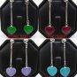 Lady's fancy green/blue/purple/red heart love jade dangle earring free shipping
