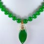 Noblest lady's 10mm green jade necklace 17 inch +pendant free shipping