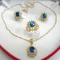 3 color! charm blue/red zircon -green jade beadearring pendant ring #7,8,9