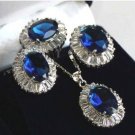 Fine 10-14mm blue/yellow/pink/purple zircon beads 18KGP earring ring pendant set