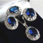 Fine 10-14mm blue/yellow/pink/purple zircon beads 18KGP earring ring pendant set