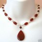 2 colors! beautiful white pearl mixed green/red jade necklace 17 inch + pendant