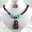 6 colors! pearl&green jade/tiger eye stone necklace Buddha/Guanyin lucky pendant