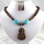 6 colors! pearl&green jade/tiger eye stone necklace Buddha/Guanyin lucky pendant