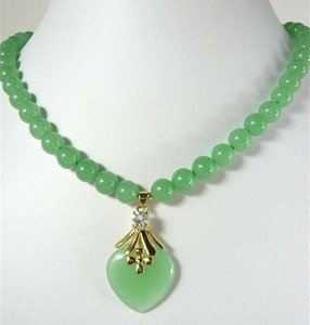 8 colors! fine 8mm green/red/purple jade necklace 17" + heart love jade pendant