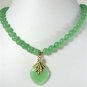 8 colors! fine 8mm green/red/purple jade necklace 17" + heart love jade pendant