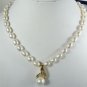 5 colors! 7-8mm white/lavender/black pearl necklace 17" +shell pearl pendant