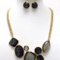 Multi fashion shape shell stone metal chain necklace earring set