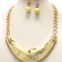 V shape resin half chocker necklace earring set