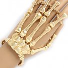 GOLD SKELETON BONES STRUCTURE STRETCH BRACELET AND RING SET