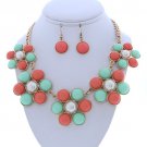 Jewel Bead Floral Necklace Earring Set