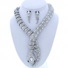 Rhinestone Snake Design Necklace Earring Set