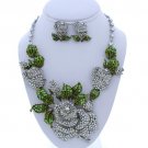 Rhinestone Rose Design Necklace Earring Set