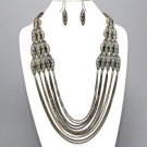 ELEGANT GOLD/BLACK MULTI CHAIN METAL NECKLACE