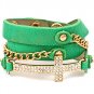 CRYSTAL STUDS FAUX LEATHER RELIGIOUS CROSS BRACELET