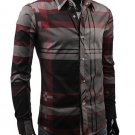 Man Long Sleeve Plaid Shirts with Turndown Collar