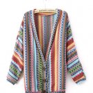 Colorful Wave Stripe Knit Cardigan