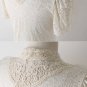 Women White Ruffle And Beading Short Sleeve Lace Blouses