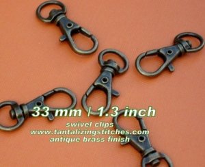 15 Antique brass 1.3 INCH EXTRA LARGE Lobster Clasps