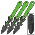 3 Pc. Lacerater Zombie Killer Throwing Knife Knives Set Sheath Apocalypse Grip