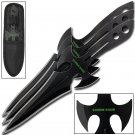 3 Pc. Nefarious Zombie Killer Throwing Knife Knives Kunai Set Sheath Apocalypse