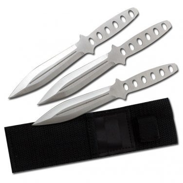 New 3 Pc Throwing Knife Set, 6.5 inch Overall  w Sheath
