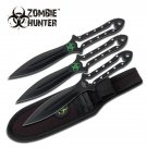 Zombie Hunter 3 Pcs Throwing Knives Set double edge blades 7 Inch Overall
