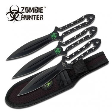 Zombie Hunter 3 Pcs Throwing Knives Set double edge blades 7 Inch Overall