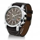 Fashion Leather Oversized Men Quartz Luminous Hands Wrist Watch B81U New Brown