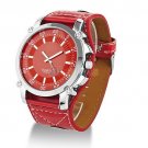 Fashion Leather Oversized Men Quartz Luminous Hands Wrist Watch B81U New Red