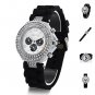 Geneva Silicone Crystal Quartz Ladies Women Jelly Wrist Watch Versicolor B81U NW Black