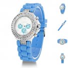 Geneva Silicone Crystal Quartz Ladies Women Jelly Wrist Watch Versicolor B81U NW Blue