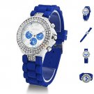 Geneva Silicone Crystal Quartz Ladies Women Jelly Wrist Watch Versicolor B81U NW Dark Blue