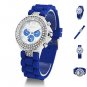Geneva Silicone Crystal Quartz Ladies Women Jelly Wrist Watch Versicolor B81U NW Dark Blue