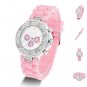 Geneva Silicone Crystal Quartz Ladies Women Jelly Wrist Watch Versicolor B81U NW Pink