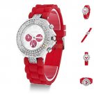 Geneva Silicone Crystal Quartz Ladies Women Jelly Wrist Watch Versicolor B81U NW Red