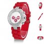 Geneva Silicone Crystal Quartz Ladies Women Jelly Wrist Watch Versicolor B81U NW Red